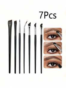 5/7 Pcs Precise Eye Makeup Brush Set | Curved & Angled Eyeliner Brushes, Double-Ended Brow Brush - Soft Synthetic Bristles, Suitable For Sensitive/Dry Skin (Professional Grade), Makeup Brush Set, Makeup Brush Set, Complete Makeup Tools, Makeup Brush Set, Complete Makeup Tools, Makeup Brush Set, Makeup Brush Set, Makeup Gift Set - Black - View 10