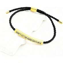 Don't Let The Hard Days Win Bracelet Anxiety Relief Items With Motivational Gifts For Women Birthday Valentines Day Gifts For Best Friend - 金+黑 - 查看 2