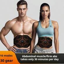 EMS腹肌训练带 - 腰部按摩器，USB充电，尺寸可调节，适合核心肌群和稳定性训练，黑色，健身配件，时尚设计 - 情人节好礼 - 橘色 - 查看 2