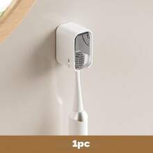 Soporte para cepillo de dientes de baño [Diseño innovador de ranura única] Soporte para cepillo de dientes montado en la pared con tapa, adecuado para el cuarto de baño, almacenamiento y organización de un solo cepillo de dientes, adecuado para el hogar y los viajes - gris translúcido - Ver 9
