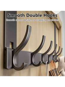 6/7 Hooks Aluminum Alloy Over The Door Hanger, Wall Mounted Coat Rack, No Drilling Required, For Hanging Clothes, Hats And Towels To Maximize Space Utilization - Multicolor - View 3