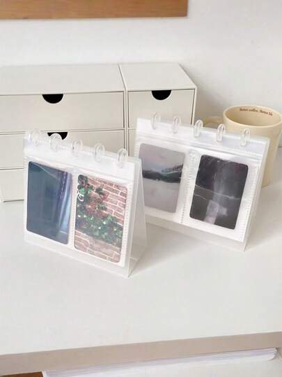 1pc 3/4 Inch Photo Album, Desktop Calendar Photo Album, Suitable For Storing Your Favorite Idol's Cards, Durable Rectangular Photo Organizer, Can Be Used To Store Photos, Memorabilia, Collections, Trading Cards, Posters, Ideal For Home, Office, School Use.