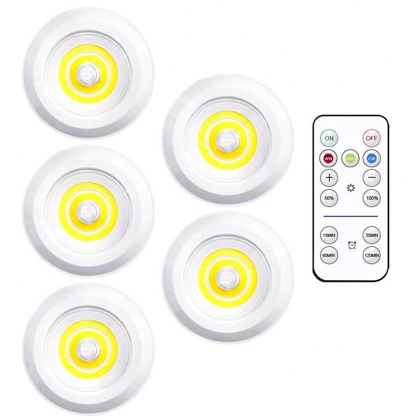 Juego de 6 piezas/5 piezas/3 piezas/1 pieza de luz nocturna inalámbrica con batería, luz LED de color cálido, con control remoto, modo de control de presión, lámpara de escritorio, lámpara de pared con varilla de empuje, adecuada para armario, gabinete, encimera o sala de herramientas, luz táctil inalámbrica