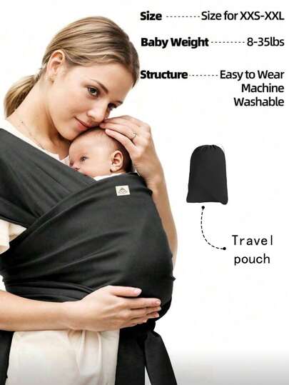 LELE LON Högkvalitativ bärsele, lämplig för nyfödda till småbarn - Bärsele - Tillverkad av förtjockat tyg - Handhållen bärsele - Levereras med resepåse - Lämplig för nyfödda till småbarn, 3-14 kg