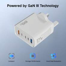 High Power Fast Charging Wall Charger 65W 5-Port USB-C Fast Charger Adapter 30W PD Wall Charger Power Adapter Compatible With IPhone Smartphones Tablets And Other Devices Memorial Day Long Weekend - View 3