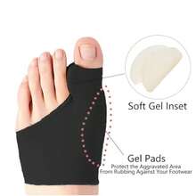 2 piezas Separador de dedos del pie ajustable y elástico, separador de dedos del pie y pulgar unisex con almohadillas de gel - Para comodidad del pie - Uso nocturno, senderismo, camping - Herramienta de cuidado de los pies para hombres y mujeres, regalo perfecto para Navidad y Año Nuevo - Negro - Ver 9