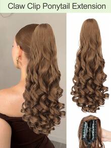 20 Inch Ultra-Soft Curly Wavy Ponytail Extension | Heat Resistant Synthetic Claw Clip For Women - Multicolor - View 13