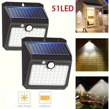 51 LED Solar Powered Outdoor Wall Light, Cool White, IP65 Waterproof, Motion Sensor, 3 Lighting Modes, Suitable For Road, Path, Yard Wall, Can Be Used As Christmas, Father's Day Or Boyfriend Gift - White Light - View 2