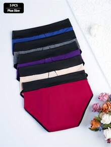 5pcs/Pack Plus Size Women High Waist Menstrual Panties, Comfortable Breathable 4-Layer Leakproof Postpartum Underwear - Multicolor - View 2