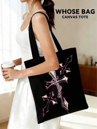 【谁的包】Kpop偶像Katseye、MANON、SOPHIA、DANIELA、LARA、MEGAN、YOONCHAE粉丝手提袋，流行音乐元素设计帆布手提袋，可重复使用购物袋，可折叠大容量休闲杂货袋，手提袋