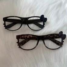 1pc Leopard Eyeglasses Frame (No Lens), Tortoise Round Eyeglasses, Cute No Lens Vintage Decorative Eyeglasses, Fashion Style - 豹紋眼鏡框 + 黑色眼鏡框 - 查看 9
