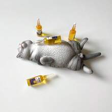 Mèo say ngủ ngộ nghĩnh (màu cam, xám) Trang trí nội thất xe hơi, Mô hình động vật để bàn sáng tạo, Kèm theo miếng dán, Thích hợp làm quà tặng năm mới, sinh nhật, ngày Valentine. - Mèo uống nước (kèm keo dán không để lại cặn) - Xem 9