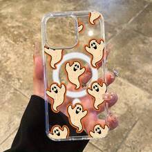 Funda de Teléfono de Halloween con Gran Agujero y Anillo Magnético para 16, 15, 14, 13, 12, Pro,, 16, 15, 14 Plus, X/XS, Funda Protectora para S22, S23, S24, S25 Ultra, FE, y Plus, Funda Dura, Soporta Carga Inalámbrica y Resistencia a Impactos 17 17promax - transparente - Ver 8