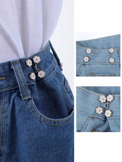 1/2 Set Women's Metal Buttercup Pattern Detachable Waist Buckle Adjustable Pants/Skirt, Anti-Glare, Suitable For Daily Leisure Use In Summer, Gift For Friends, Solid Color Zinc Alloy All Season