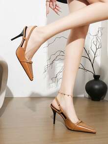 Women's 2025 Summer Black High Heel Sandals - Pointed-Toe Sexy Lady Style Thin Heels, Elegant Versatile & Comfortable Design. - Brown - View 6