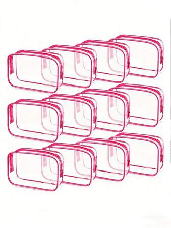 Clear Makeup Bag For Women With Zipper, Cosmetic Bag Bulk For Travel Organizer Essentials - Rose Red, Multifunctional Storage Bag, Visible Toiletry Bag, Gym Toiletry Bag, Bathroom Toiletry Bag, Daily Carry Bag And Carry-On Bag.Pvc Wallet.Great To Store Cosmetics, Toiletries, Toys And Other Stuffs,For Travel Clear Cosmetic Pouch With Zipper,Wedding Season, Bridesmaid Gifts, Bridal Gifts, Couples, Valentine'S Day