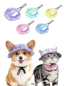 1pc Cute Pet Sun Hat Suitable For Cats And Small Dogs, Summer Kitten Sun Protection Hat With Ear Holes, Adjustable Chin Strap, Suitable For British Shorthair Silver Tabby, Outdoor Baseball Cap Suitable For Puppies And Kittens, Breathable Cool Hat To Relieve Heat, Cute Cat Headwear Photography Prop, Pet Owner Gift - Purple - View 4