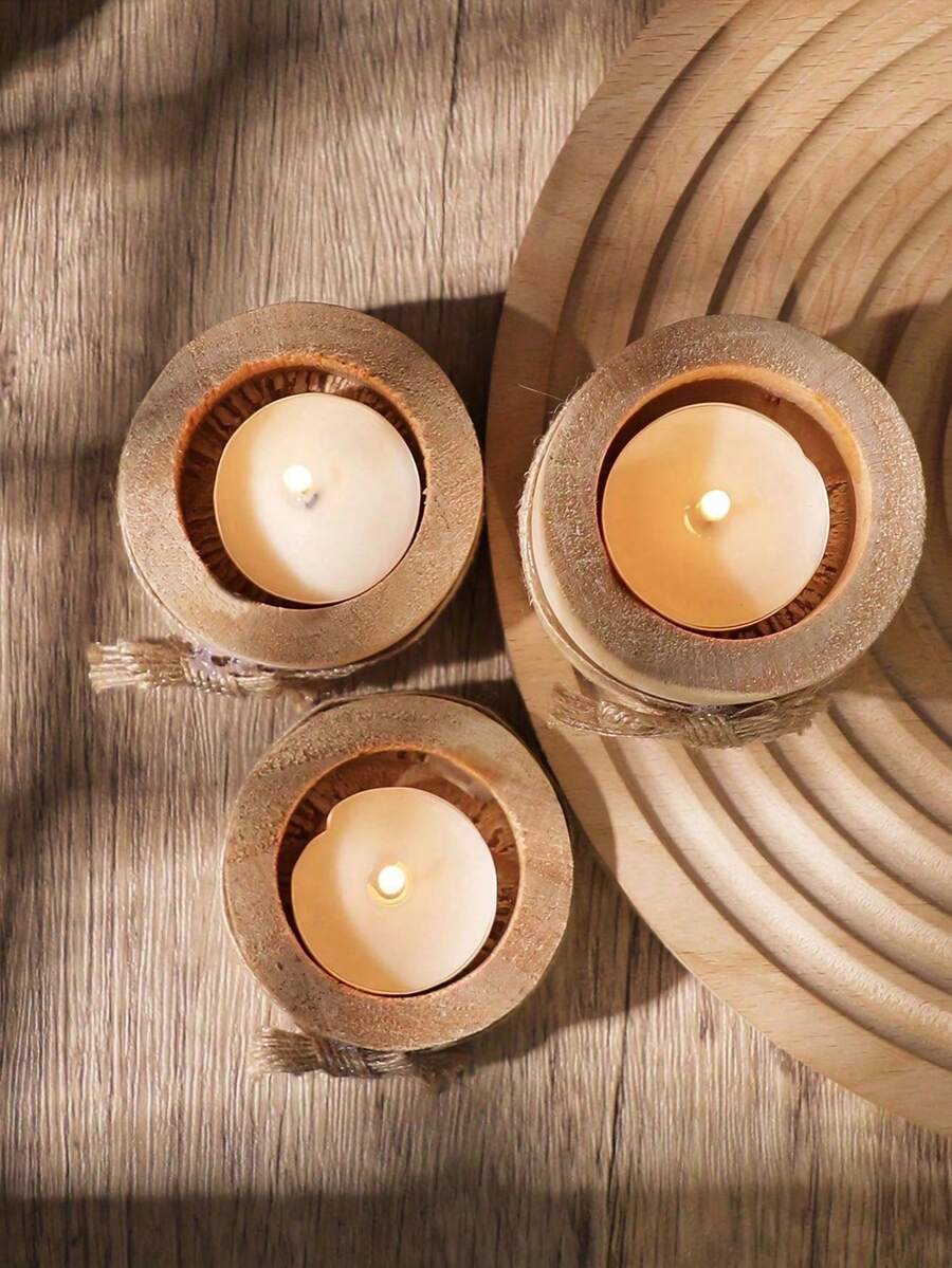 6pcs/3pcs. 1pc Creative Wooden Candle Holder Set (Candles Not Included) 2026 New Year And Valentine's Day. Perfect For Home Decor, Party Supplies Display. Perfect For All Beautiful Homes. Suitable For All Occasions. Valentine's Day Candles. Eid Gift Decoration - Mixed Fragrance - View 1