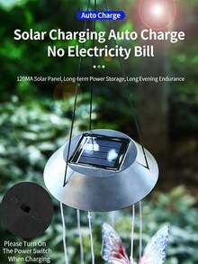 1 Peça Sonhadora Borboleta Colorida e Pássaro Solar Móbile de Vento - Versão de Iluminação Gradiente - Luzes de Decoração de Atmosfera Externa, Adequada para Quintal e Varanda - Não é apenas um item decorativo, mas também uma fonte de iluminação para iluminar o espaço noturno, um acessório prático para realçar a atmosfera externa. - 1 unidade - Visão 9