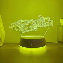 1pc 3D Racing Car Shaped Night Light, USB Powered, Touch Sensitive 7-Color Gradient, Creative Desk/Bedroom Atmosphere Lamp, Room Decor Light, Unique Night Light - Multicolor - View 6