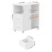 Mobile File Cabinet, Office Filing Cabinet With Open Shelves And Drawers, Under Desk File Cabinet - White - View 6