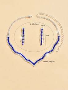 3pcs Minimalist Rhinestone Necklace, Earrings & Jewelry Set, Elegant Evening Accessories For Women - Multicolor - View 5