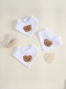 4 piezas de baberos de algodón para bebé, baberos de muselina absorbentes y transpirables, suaves y delicados con la piel, ligeros - Blanco - Ver 6