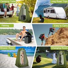 Portable Toilet Kit, Camping Toilet With - Privacy Tent And Poo Gel Toilet Bags, Washable Portable Outdoor Showers Changing Rooms - 黑色廁所和綠色帳篷 - 查看 8