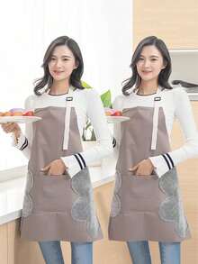 Celemek Dapur Bergaris yang Mudah Dibersihkan, Celemek Pelindung Tahan Minyak untuk Rumah, Tahan Air, Celemek Memasak Tahan Noda untuk Wanita, Pria, Koki, BBQ, Kerajinan Tangan, Penggunaan di Luar Ruangan, dengan Kantong Lembut yang Menyerap - celemek - View 9