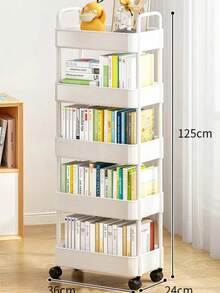 Compact Movable Storage Rack, Multi-Tier Floor-Standing Toy Storage Rack, Kitchen Supplies & Vegetable Organizer Rack, Wheeled Bedroom Bookshelf, Mobile Snack Storage, Perforated Design To Prevent Water Accumulation, Also Suitable For Bathroom Storage. Can Store Snacks, Books, Toys, Vegetables, Condiment Bottles, Bathroom Toiletries. Can Be Placed On Tabletop Or Under Table, Ideal For Kitchen, Bathroom, Room, Study, Layered Storage Rack, Trolley-Style Storage Rack, Wardrobe Organization. - Multicolor - View 13