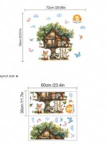 1pc Whimsical Treehouse Wall Decal, Charming Animal Scene, Cartoon Cute Treehouse, Little Animals, Suitable For Nursery, Kids Room, Bedroom, Living Room, Study, Toy Room, Jungle Theme Decor, No Battery Required, Room Decoration Sticker | Fairy Tale Theme | Easy To Install Sticker, Jungle Theme Decor, - Self-Adhesive Vinyl Art Sticker, Matte Finish, Easy To Peel And Stick - Multicolor - View 4