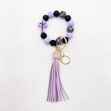 EBUDAE 1pc Silicone Cross Beaded Bracelet Keychain, Creative Wristband Keyring Accessory For Women, Girlfriend Gift, Sister Gift, Mother's Day Gift, Suitable For Daily Wear - Multicolor - View 16
