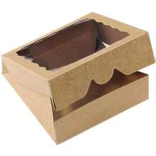 Cajas para galletas, Cajas grandes para tartas, con ventana de PVC, Caja desechable natural para galletas, Paquete - Negro - Ver 3
