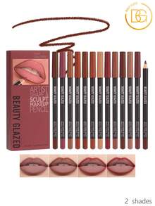 beauty glazed 12支装哑光裸色唇线笔套装 - 防水持久唇线笔，防晕染唇线笔 - A組 - 查看 1