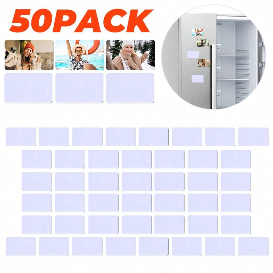 50 Pcs Sublimation Magnets Blanks Heart Square Circle Rectangle Fridge Magnet For Kitchen Office Decorative - Hình chữ nhật 3,5x1,9 inch - Xem 1