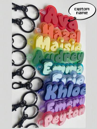 1PC Personalized Acrylic Keychain, Customizable For Team Member Gifts, Stylish Multi-Layer Acrylic Design Keychain, Cute Keychain, DIY Fashion Accessory, Suitable For Handbag And Backpack Decoration, Car Interior Decoration, Luggage Tags, Birthday Parties Or Holiday Name Tags, Gift Bag Tags, A Perfect Gift For Family, Friends, Him Or Her, Birthday Gift.