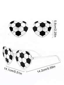 5pcs Football Heart-Shaped Frameless Glasses, Football Themed Party Favor Glasses, Suitable For Sports Themed Parties, Anniversaries, Bachelor Parties, Birthday Gifts, Carnivals, Fun Events Or Party Favors, Pool Parties And Beach Parties. - Black and White - View 9