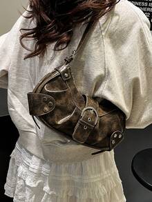 Fashionable Pleated Solid Color Women Shoulder Bag - Coffee - View 2