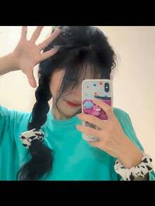 2pcs Cow Print Hair Scrunchies, Large Fabric Scrunchy, Black & White Polka Dot Wide Elastic Hair Ties Head Accessories Ponytail Holder - Black and White - View 2