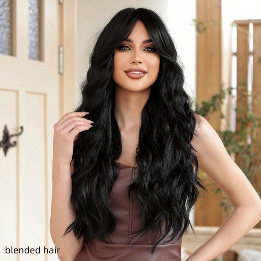 10-36英寸 180%密度 即戴即用 无胶假发 真人混纺发 预先拔毛 预先剪裁 13x4高清蕾丝假发 波浪卷蕾丝前假发 真人混纺发 女士款 180%密度 自然黑 - 自然色&黑色系 - 查看 1