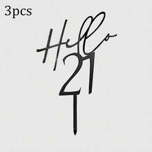 6个/3个/1个 18岁/30岁/40岁/50岁/60岁生日蛋糕装饰插牌，亚克力黑色生日快乐蛋糕装饰，礼品