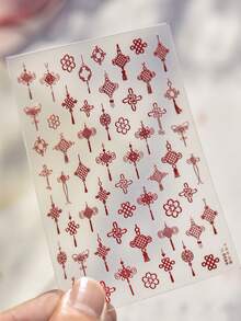 1 miếng dán móng tay họa tiết nút thắt Trung Quốc dập nổi màu đỏ, hình dán móng tay kiểu Trung Quốc tinh tế mang ý nghĩa may mắn ngày lễ, hình dán móng tay 5D tự dính, thích hợp cho nữ giới trang trí móng tay theo phong cách phương Đông dịp Tết Nguyên Đán. - Nhiều màu - Xem 5