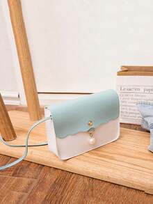 1个女童斜挎零钱包，珍珠吊坠，时尚优雅，撞色和纯色款式，精美礼物 - 彩色 - 查看 5