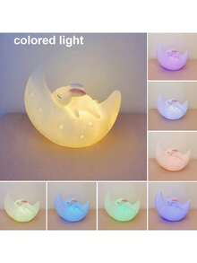 1pc Moon Rabbit Night Light, Modern Creative Rabbit Lamp, Bedroom Bedside Lamp, Decorative Lighting, Decorative Small Table Lamp, Ramadan, Valentine's Day Gift - Multicolor - View 16