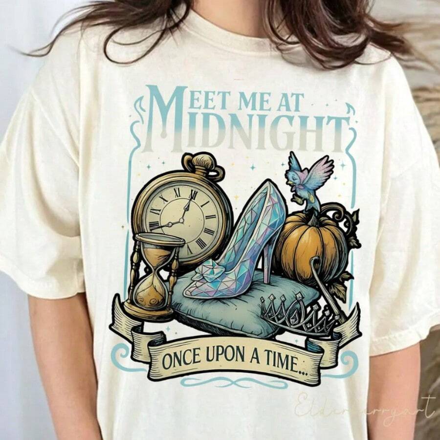 Tshirt  Meet Me At Midnight Shirt,  Inspired Shirt,  Coquette Bow Shirt, Princess Shirt,Workout Shirts Women,Casual Round Neck Short Sleeve T-Shirt Fashionable Shirt - White 003 - View 1