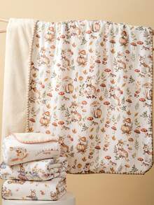 1pc Cute Print Soft Cozy Newborn Baby Blanket, 100*110cm - Multicolor - View 1