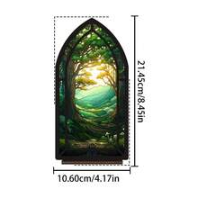 2D平面设计，哥特式图书馆装饰书挡雕像 - 森林秘密书挡，带暖光夜灯，书架装饰，适合读者和爱书人士，迷你阅读角装饰，圣诞节/情人节/感恩节礼物，适用于书架或书桌 - 彩色 - 查看 9