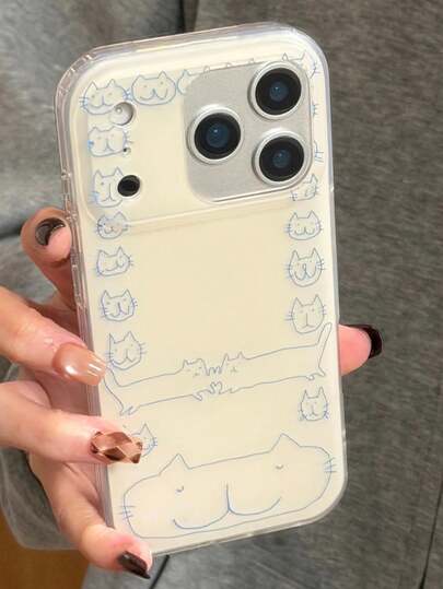 卡通可爱趣味猫咪手机壳，兼容 17 Pro Max、17 Pro、17、17 Air、16 Pro Max、16 Pro、16、16 Plus、15 Pro Max、15 Pro、13 Pro Max、14 Pro、12 Pro Max、15、14、13、12、11，可爱女孩手机后盖