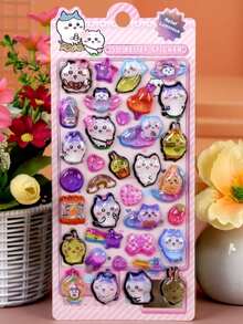 1pc Embossed Crystal Cartoon Stickers: Adorable Anime-Themed Phone DIY Decals, Notebook, Guitar Decorations, Gifts For Friends & Family, Christmas Presents (Color May Vary) - Multicolor - View 4