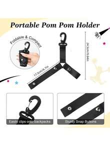 Cheerleader Backpack Strap Accessories, Dual-Layer Fuzzy Ball, Black Triangle Buckle - Multicolor - View 4